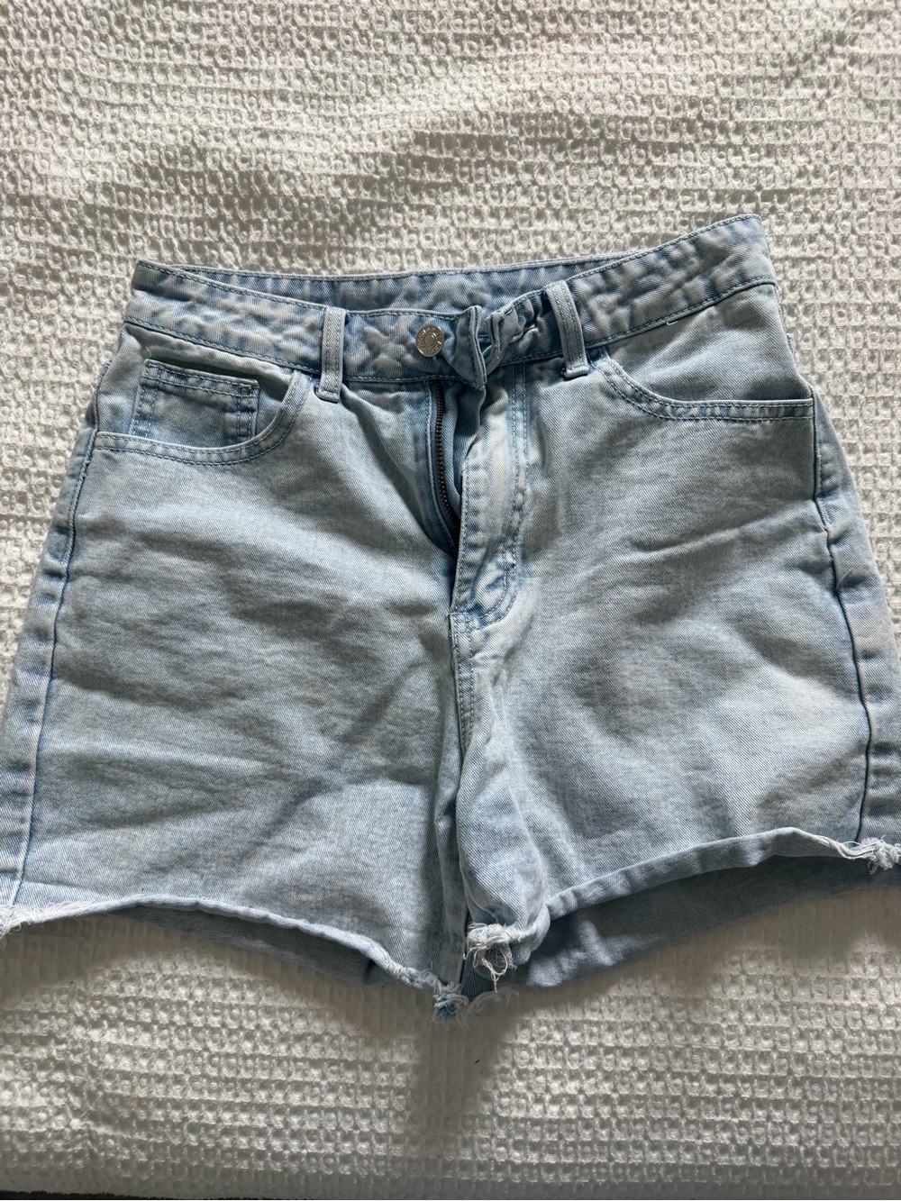 Light Blue High-Waist Denim Shorts